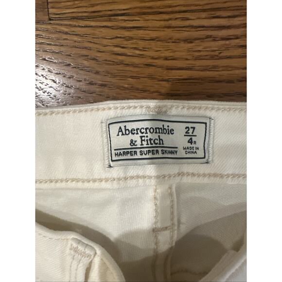 Abercrombie & Fitch Jeans Womens Cream 27/4R Harper Super Skinny Distressed - Picture 5 of 12